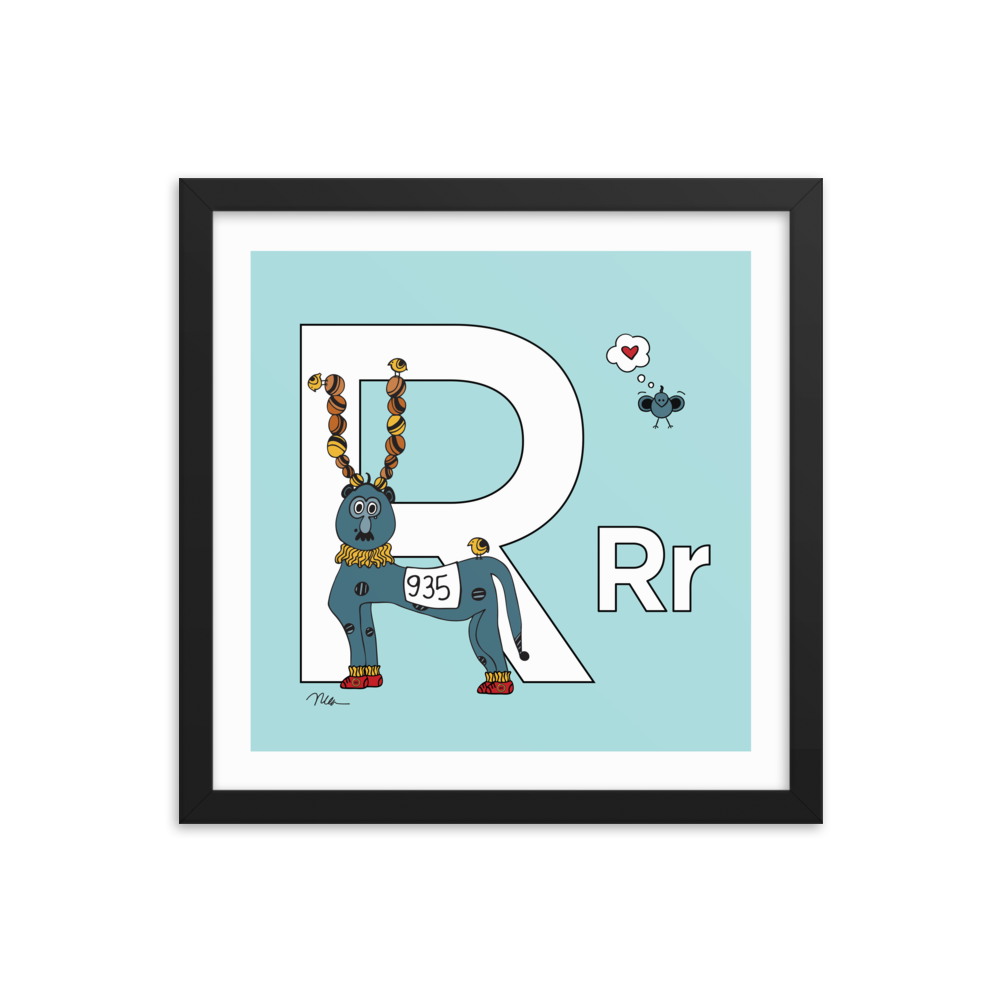 Letter R Print. The MoMeMans® Nursery and Kid's Room Alphabet Wall Art by Monica Escobar Allen.