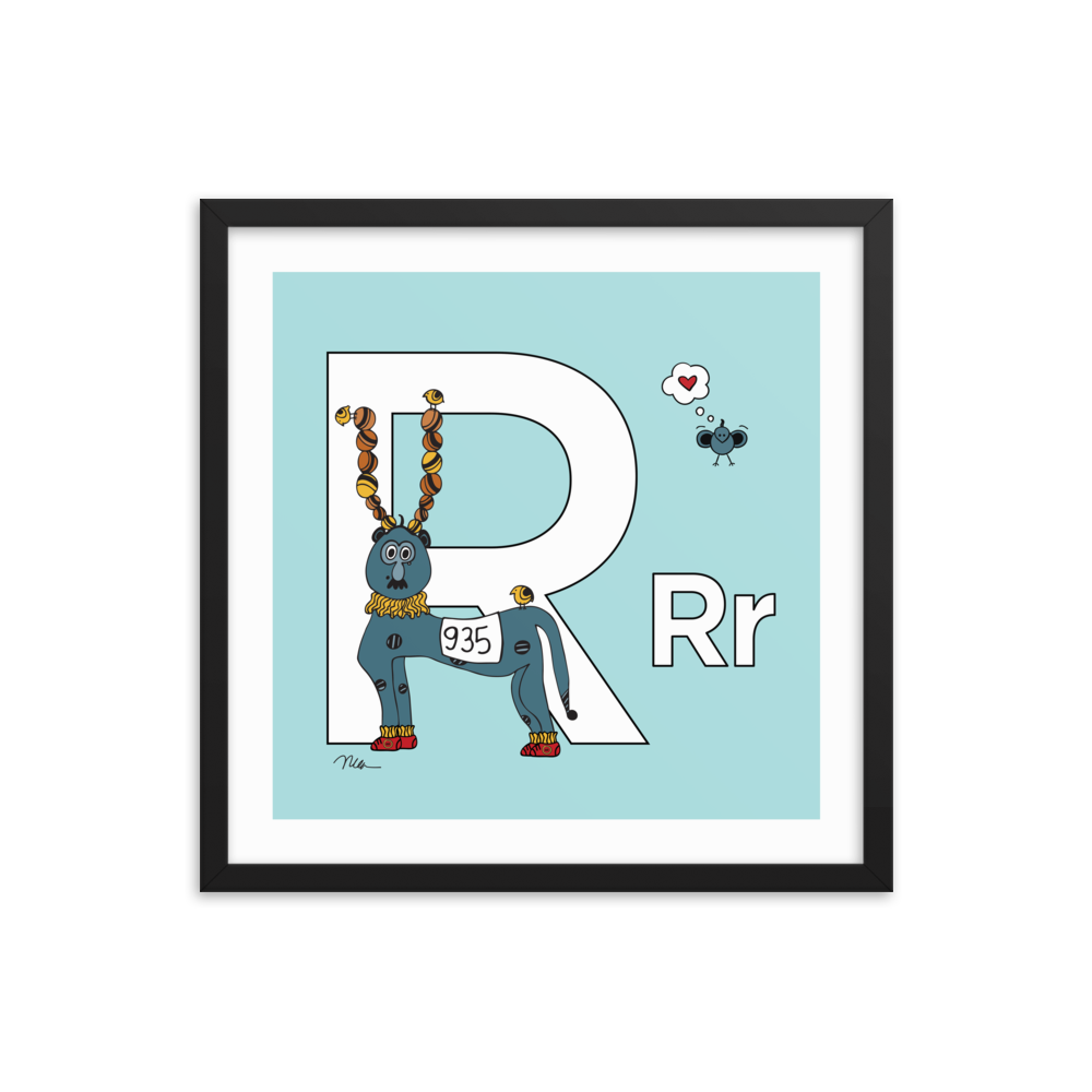 Letter R Print. The MoMeMans® Nursery and Kid's Room Alphabet Wall Art by Monica Escobar Allen.