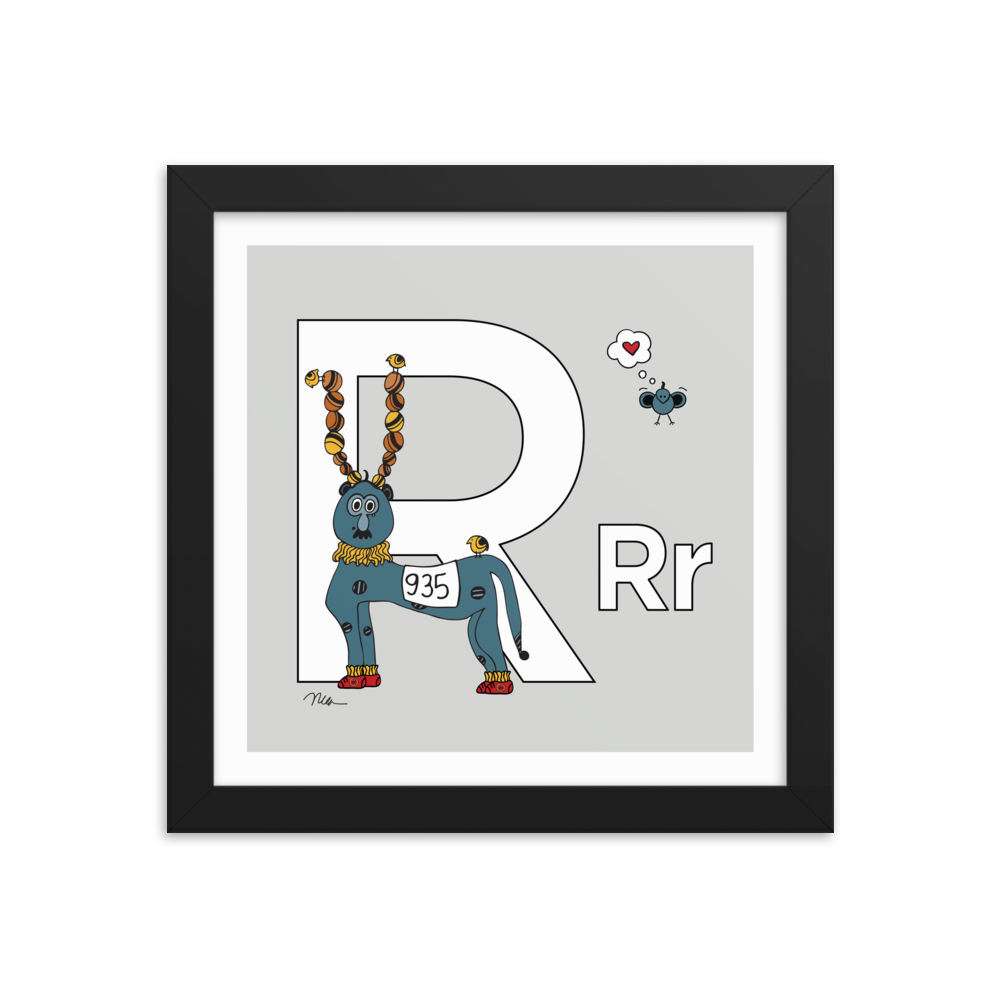 Letter R Print. The MoMeMans® Nursery and Kid's Room Alphabet Wall Art by Monica Escobar Allen.