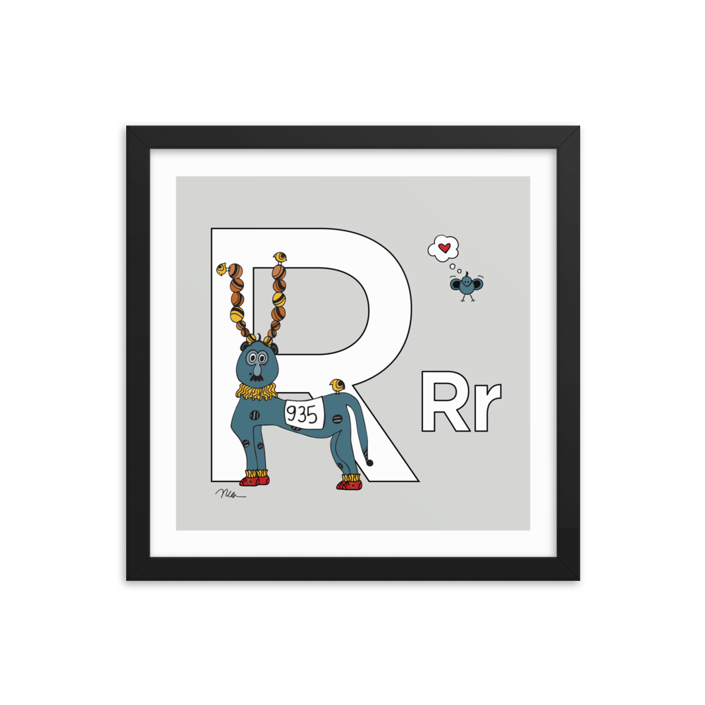 Letter R Print. The MoMeMans® Nursery and Kid's Room Alphabet Wall Art by Monica Escobar Allen.