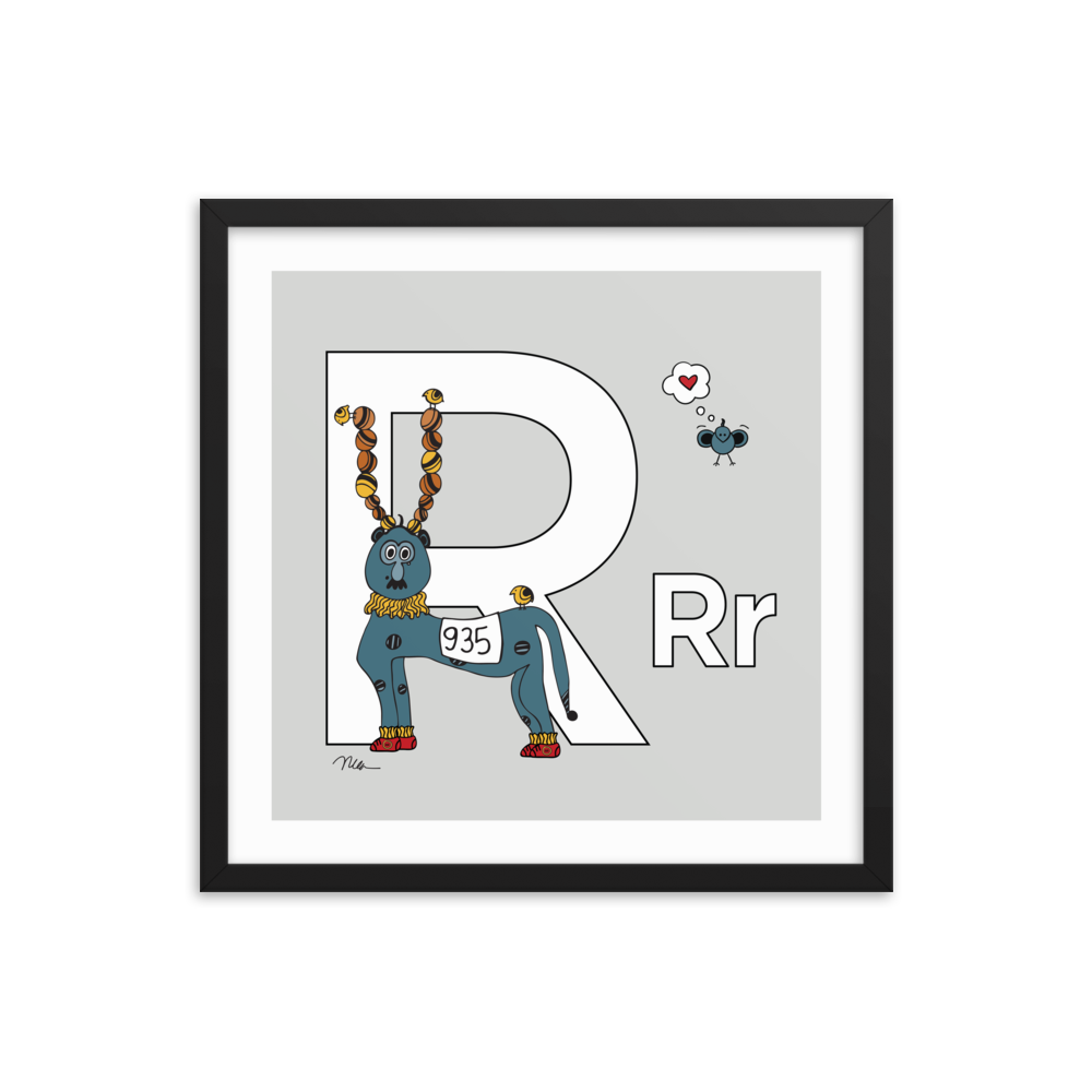 Letter R Print. The MoMeMans® Nursery and Kid's Room Alphabet Wall Art by Monica Escobar Allen.