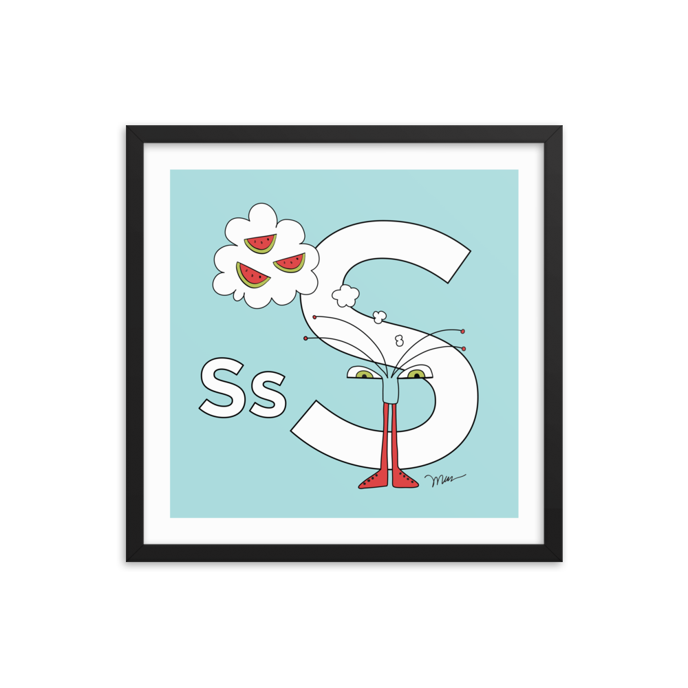 The MoMeMans® Nursery and Kid's Room Letter S Print by Monica Escobar Allen