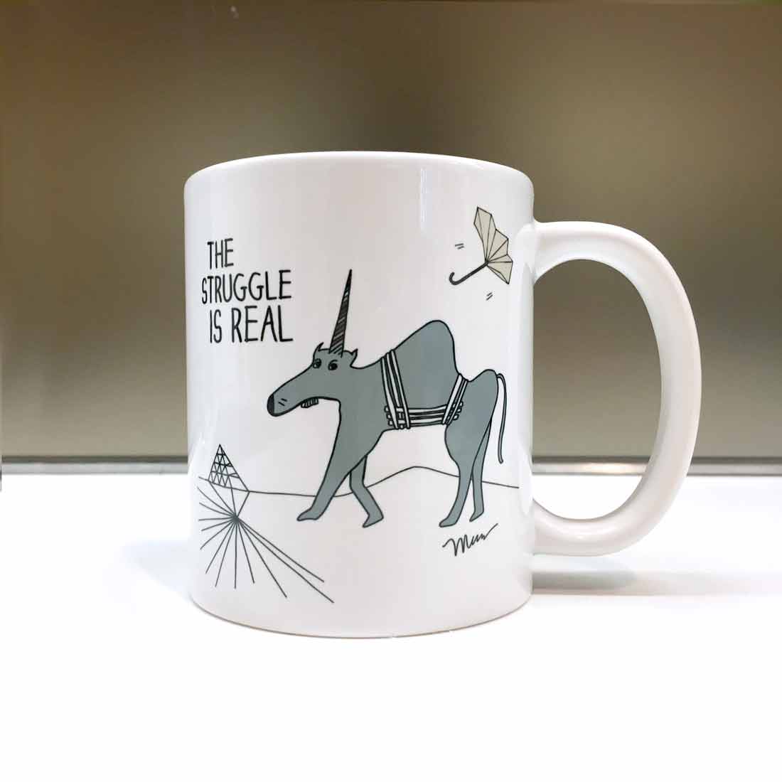 The Struggle is Real Mug. The MoMeMans® by Monica Escobar Allen. themomemans.com