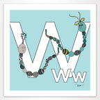 The MoMeMans® Nursery and Kid's Room Letter W Print by Monica Escobar Allen. For all the wonderful friends with names that start with W.