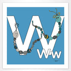 The MoMeMans® Nursery and Kid's Room Letter W Print by Monica Escobar Allen. For all the wonderful friends with names that start with W.