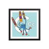 Letter C Art Print, 14x14 Framed, Aqua, featuring Camila. For Nursery Rooms, Kids Rooms and Playrooms.