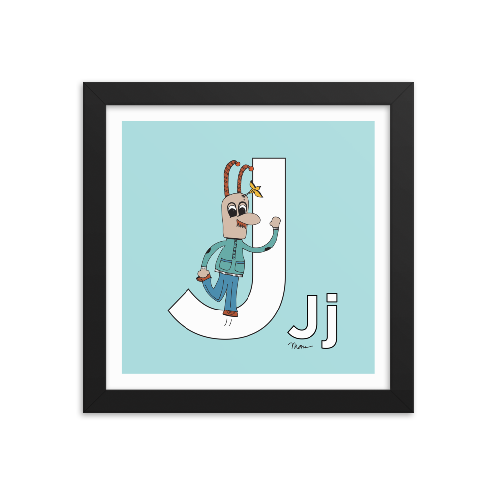 The MoMeMans® Nursery and Kid's Room Letter J Print by Monica Escobar Allen. For all the jokesters with names that start with J.