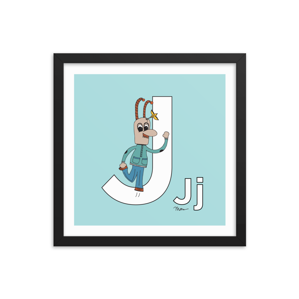 The MoMeMans® Nursery and Kid's Room Letter J Print by Monica Escobar Allen. For all the jokesters with names that start with J.