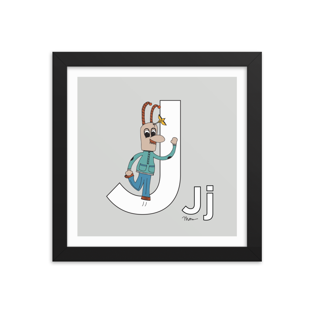The MoMeMans® Nursery and Kid's Room Letter J Print by Monica Escobar Allen. For all the jokesters with names that start with J.
