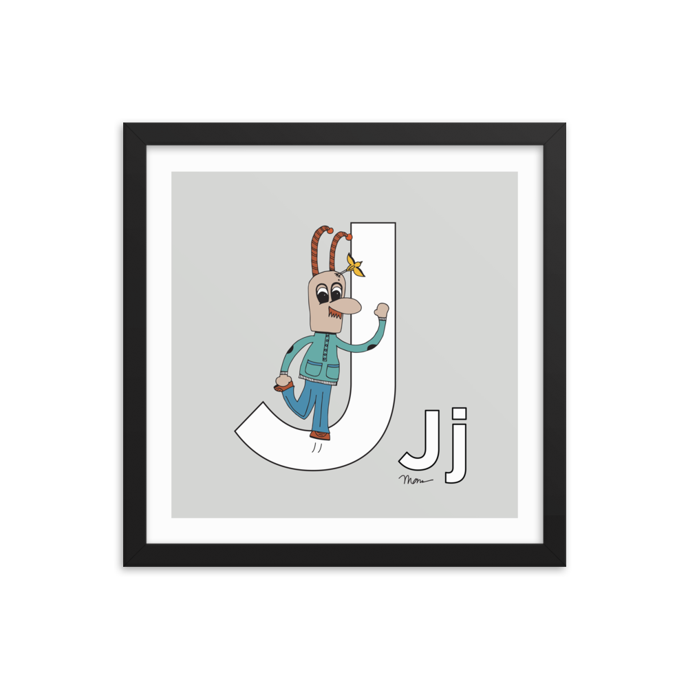 The MoMeMans® Nursery and Kid's Room Letter J Print by Monica Escobar Allen. For all the jokesters with names that start with J.