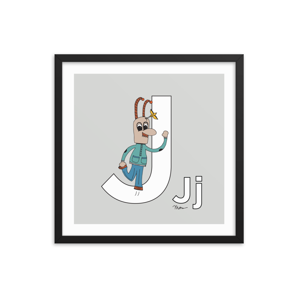 The MoMeMans® Nursery and Kid's Room Letter J Print by Monica Escobar Allen. For all the jokesters with names that start with J.