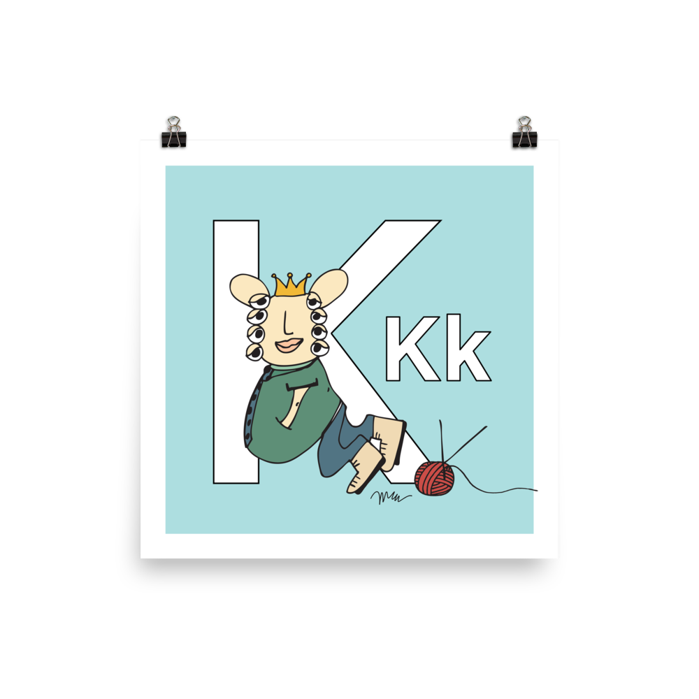 Letter K Print. The MoMeMans® Nursery and Kid's Room Alphabet Wall Art by Monica Escobar Allen
