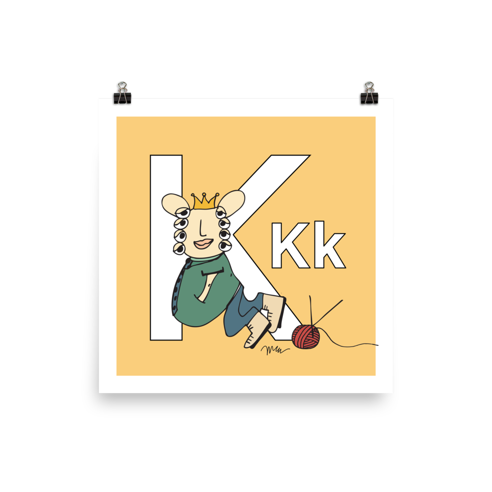 Letter K Print. The MoMeMans® Nursery and Kid's Room Alphabet Wall Art by Monica Escobar Allen