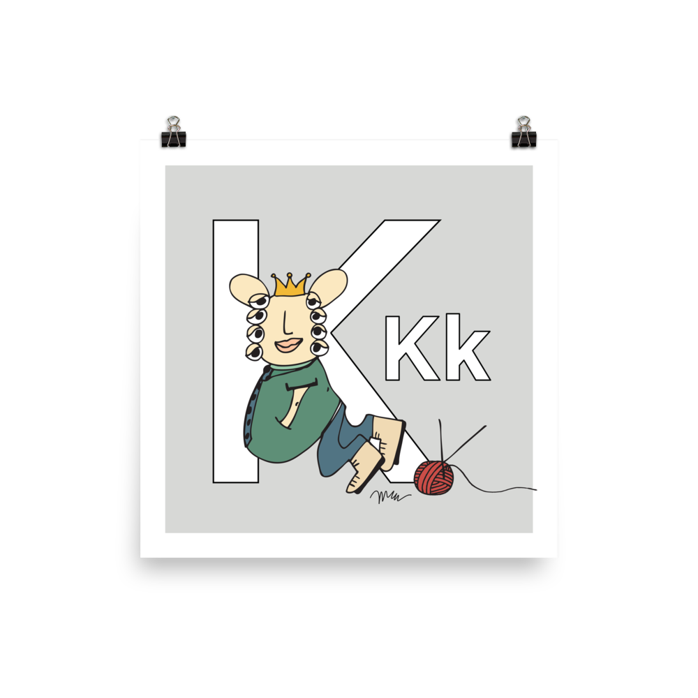 Letter K Print. The MoMeMans® Nursery and Kid's Room Alphabet Wall Art by Monica Escobar Allen