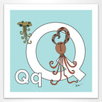 Letter Q Print. The MoMeMans® Nursery and Kid's Room Alphabet Wall Art by Monica Escobar Allen.