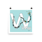 The MoMeMans® Nursery and Kid's Room Letter W Print by Monica Escobar Allen. For all the wonderful friends with names that start with W.