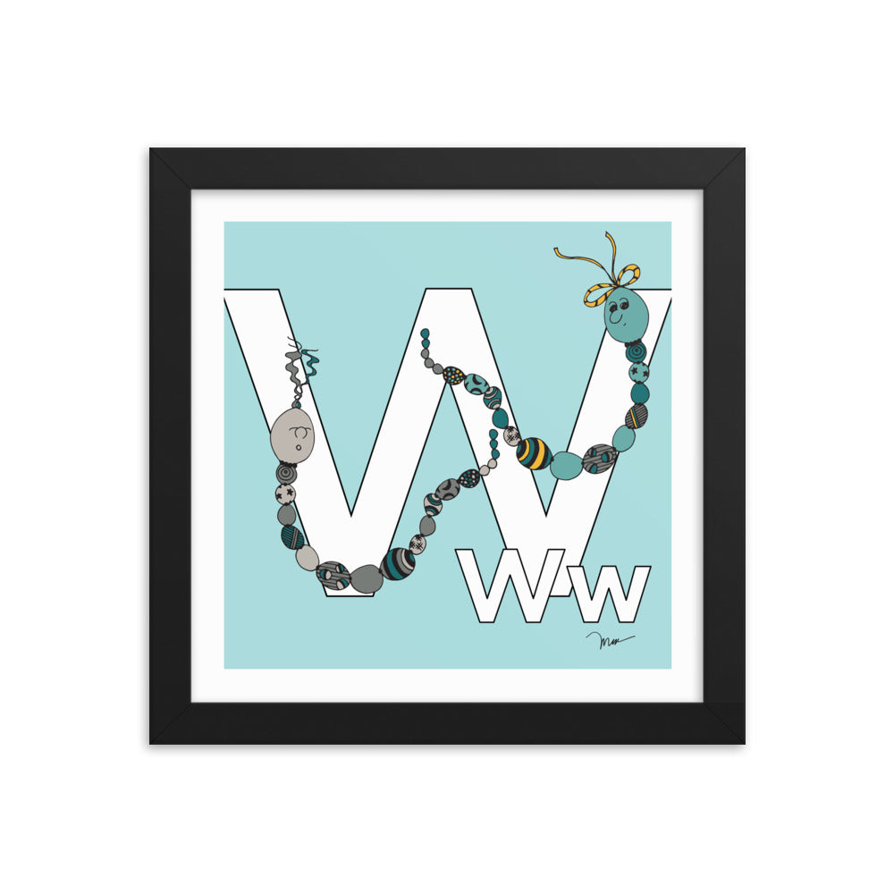 The MoMeMans® Nursery and Kid's Room Letter W Print by Monica Escobar Allen. For all the wonderful friends with names that start with W.