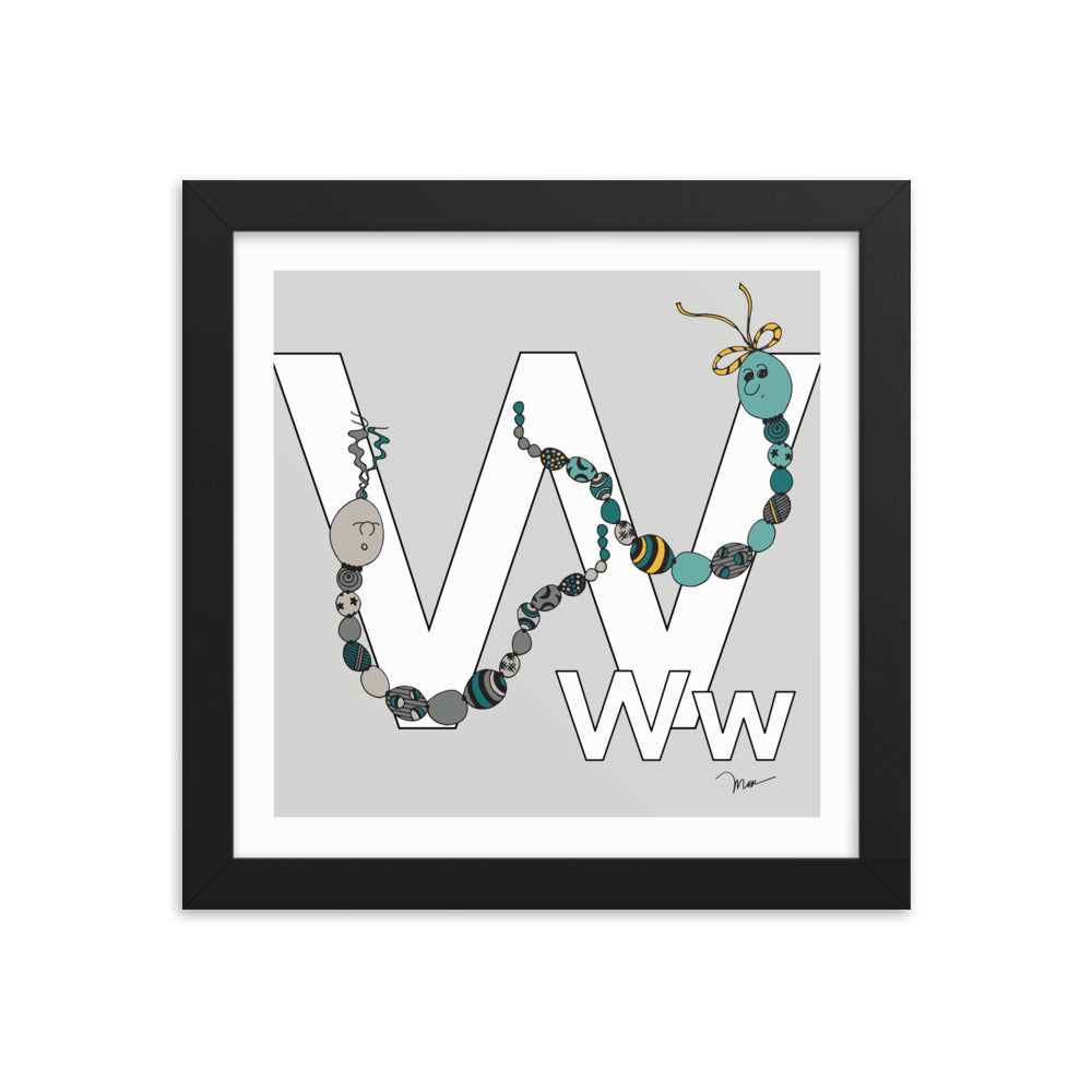 The MoMeMans® Nursery and Kid's Room Letter W Print by Monica Escobar Allen. For all the wonderful friends with names that start with W.