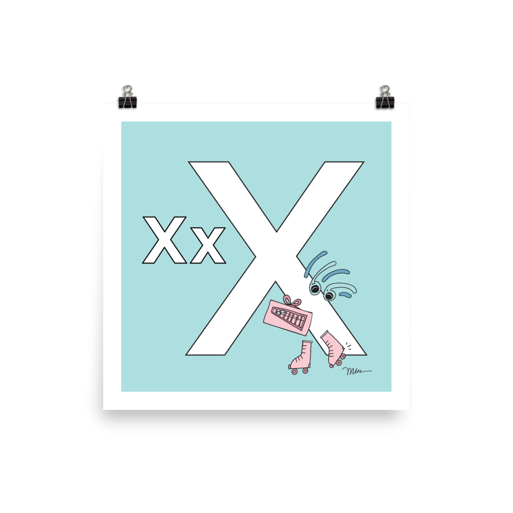 The MoMeMans® Nursery and Kid's Room Letter X Print by Monica Escobar Allen