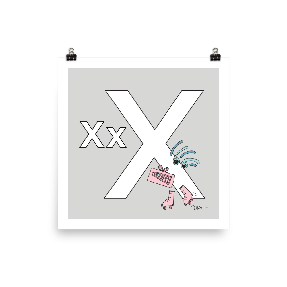The MoMeMans® Nursery and Kid's Room Letter X Print by Monica Escobar Allen