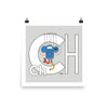 Letter Ch Art Print 10x10, Grey, featuring Charlie. For Nursery Rooms, Kids Rooms and Playrooms.