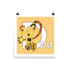 Letter D Art 10x10, 14x14, 18x18 Print, Banana, featuring Dee + Dancipants. For Nursery Rooms, Kids Rooms and Playrooms.