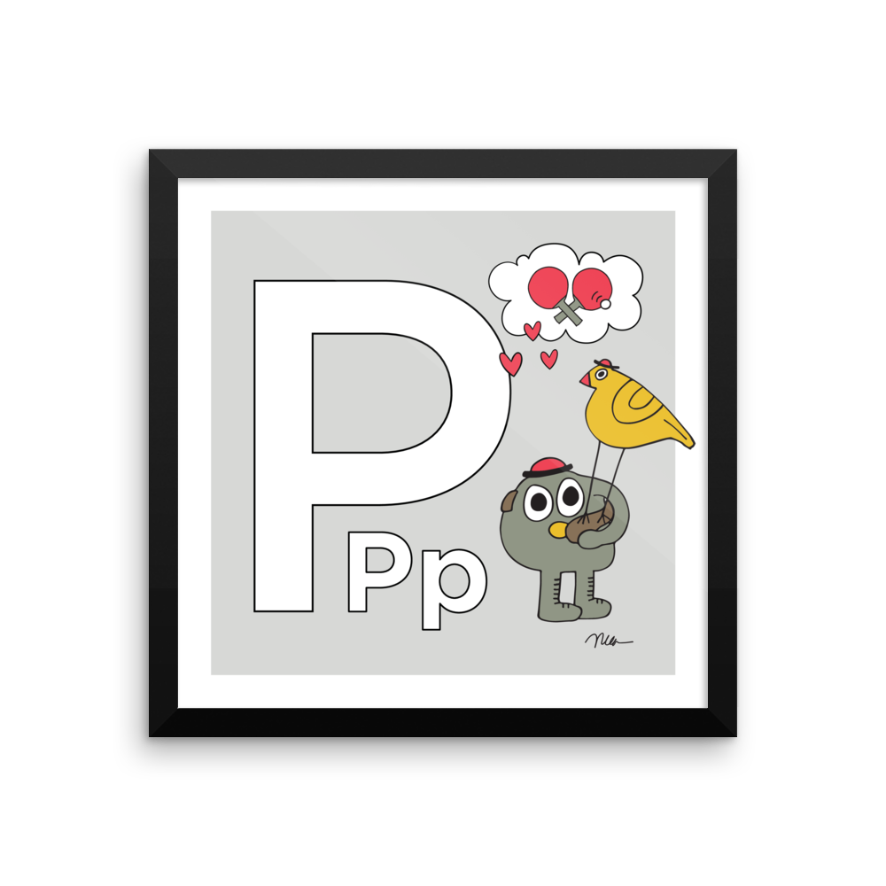 Letter P Print. The MoMeMans® Nursery and Kid's Room Alphabet Wall Art by Monica Escobar Allen.
