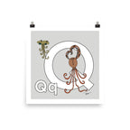 Letter Q Print. The MoMeMans® Nursery and Kid's Room Alphabet Wall Art by Monica Escobar Allen.