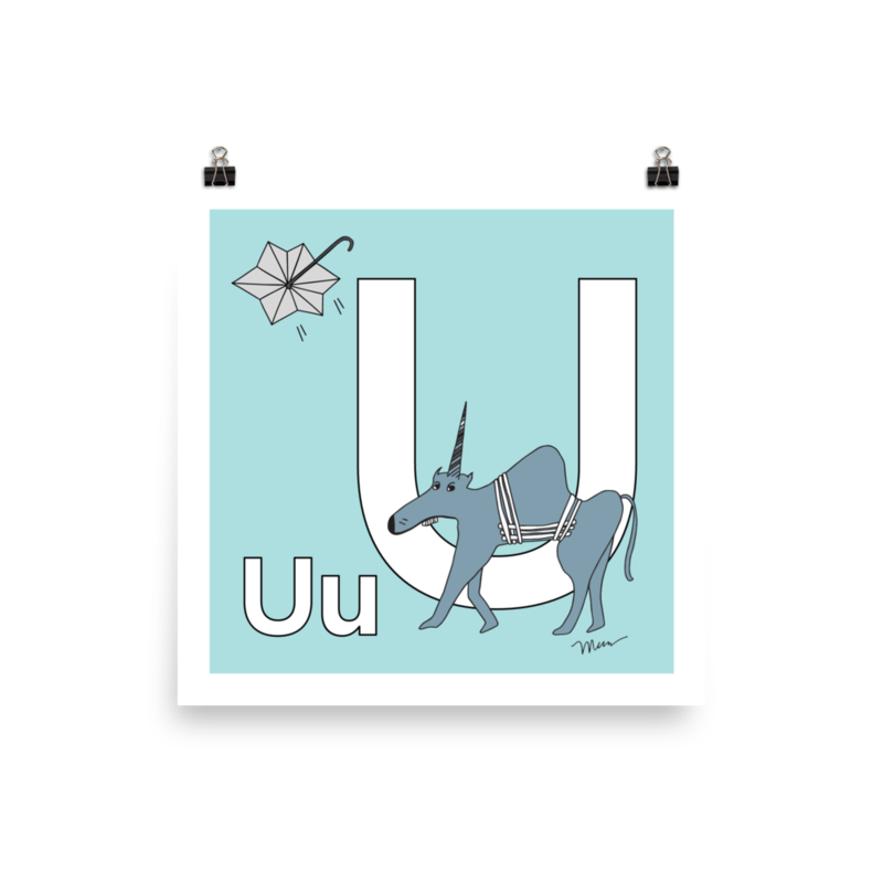 The MoMeMans® Nursery and Kid's Room Letter U Print by Monica Escobar Allen. For all the unique kids that will ultimately change the world.