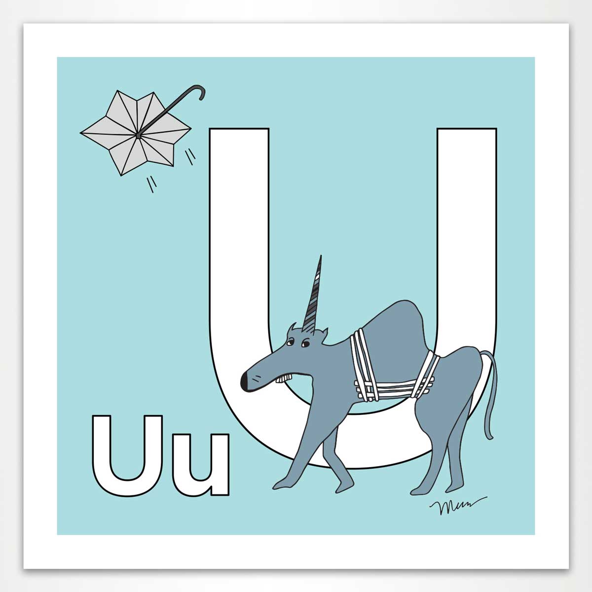 The MoMeMans® Nursery and Kid's Room Letter U Print by Monica Escobar Allen. For all the unique kids that will ultimately change the world.