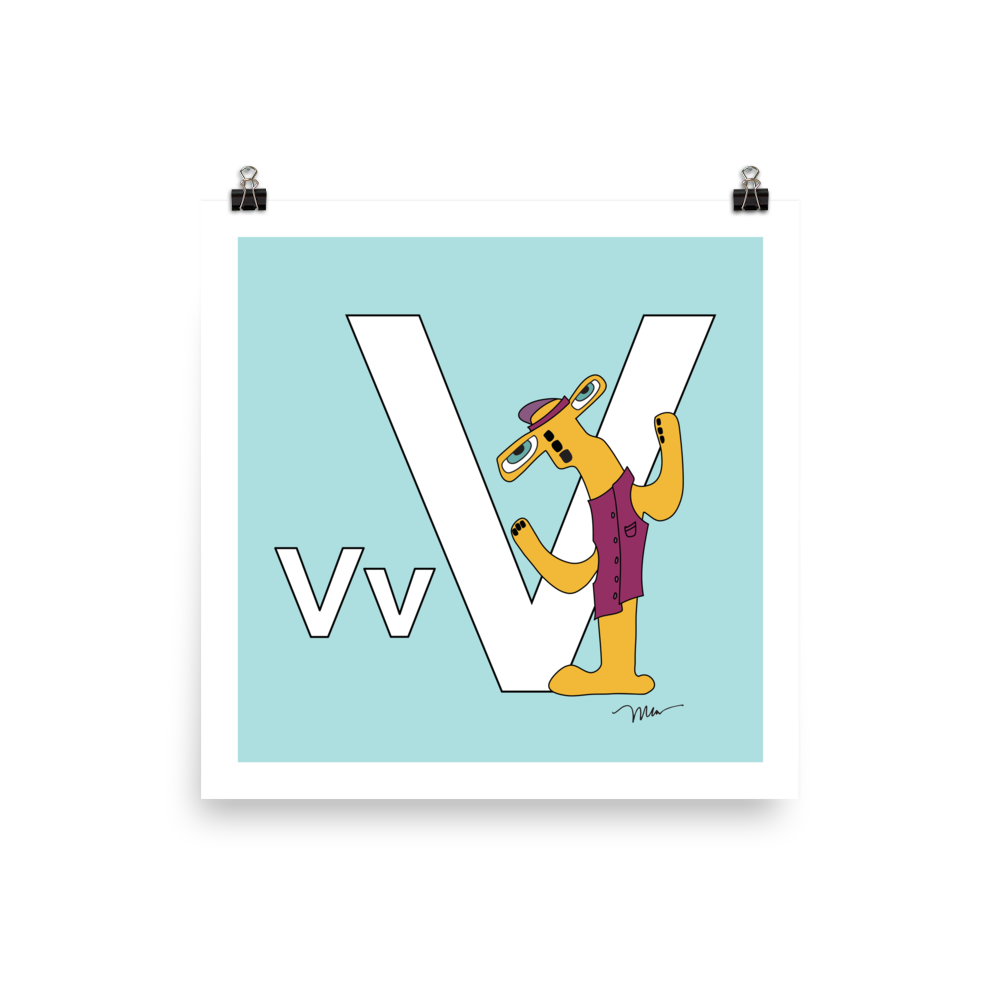 The MoMeMans® Nursery and Kid's Room Letter V Print by Monica Escobar Allen