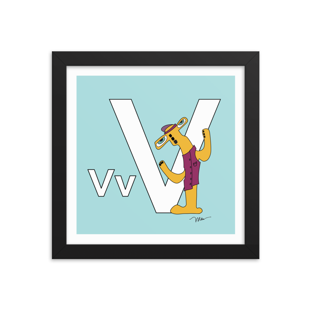 The MoMeMans® Nursery and Kid's Room Letter V Print by Monica Escobar Allen