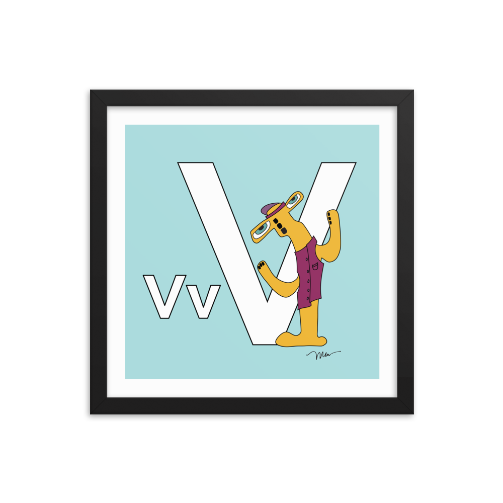 The MoMeMans® Nursery and Kid's Room Letter V Print by Monica Escobar Allen