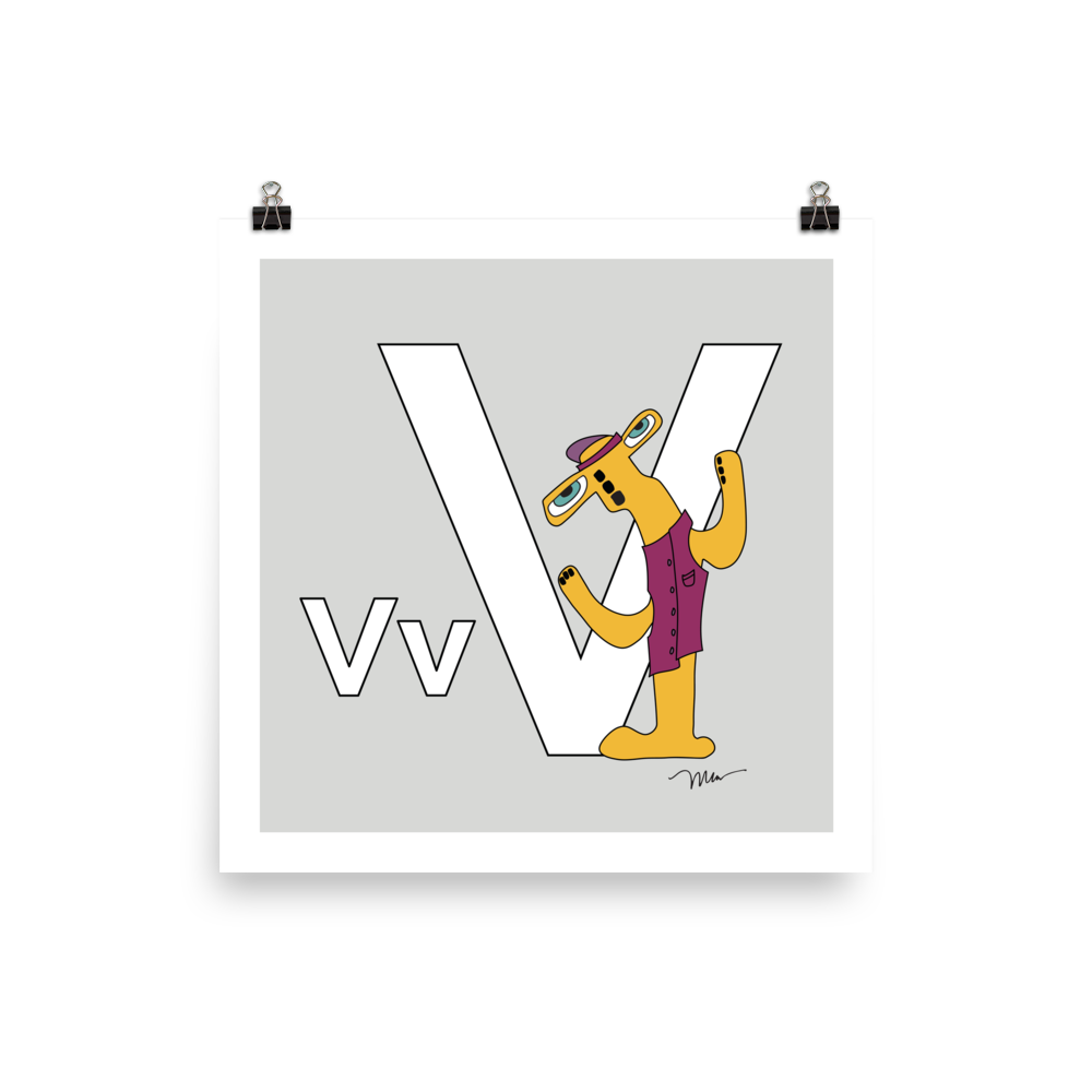 The MoMeMans® Nursery and Kid's Room Letter V Print by Monica Escobar Allen
