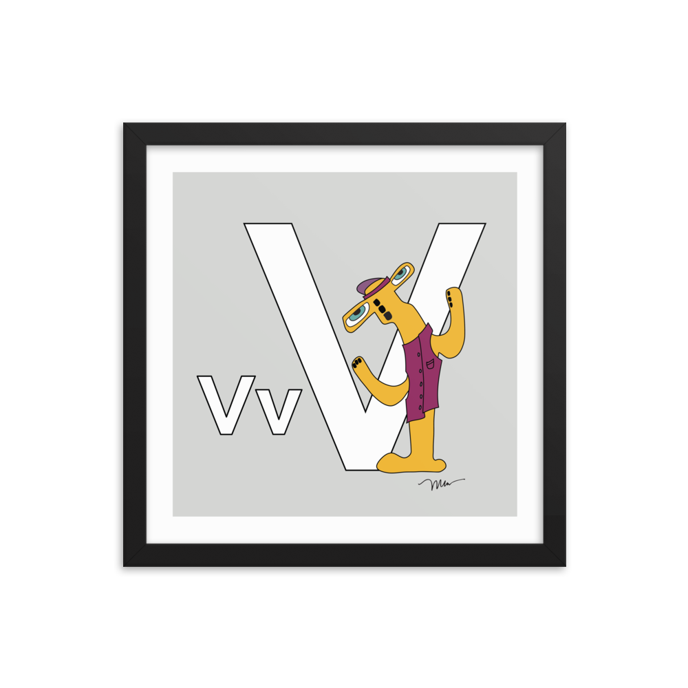 The MoMeMans® Nursery and Kid's Room Letter V Print by Monica Escobar Allen