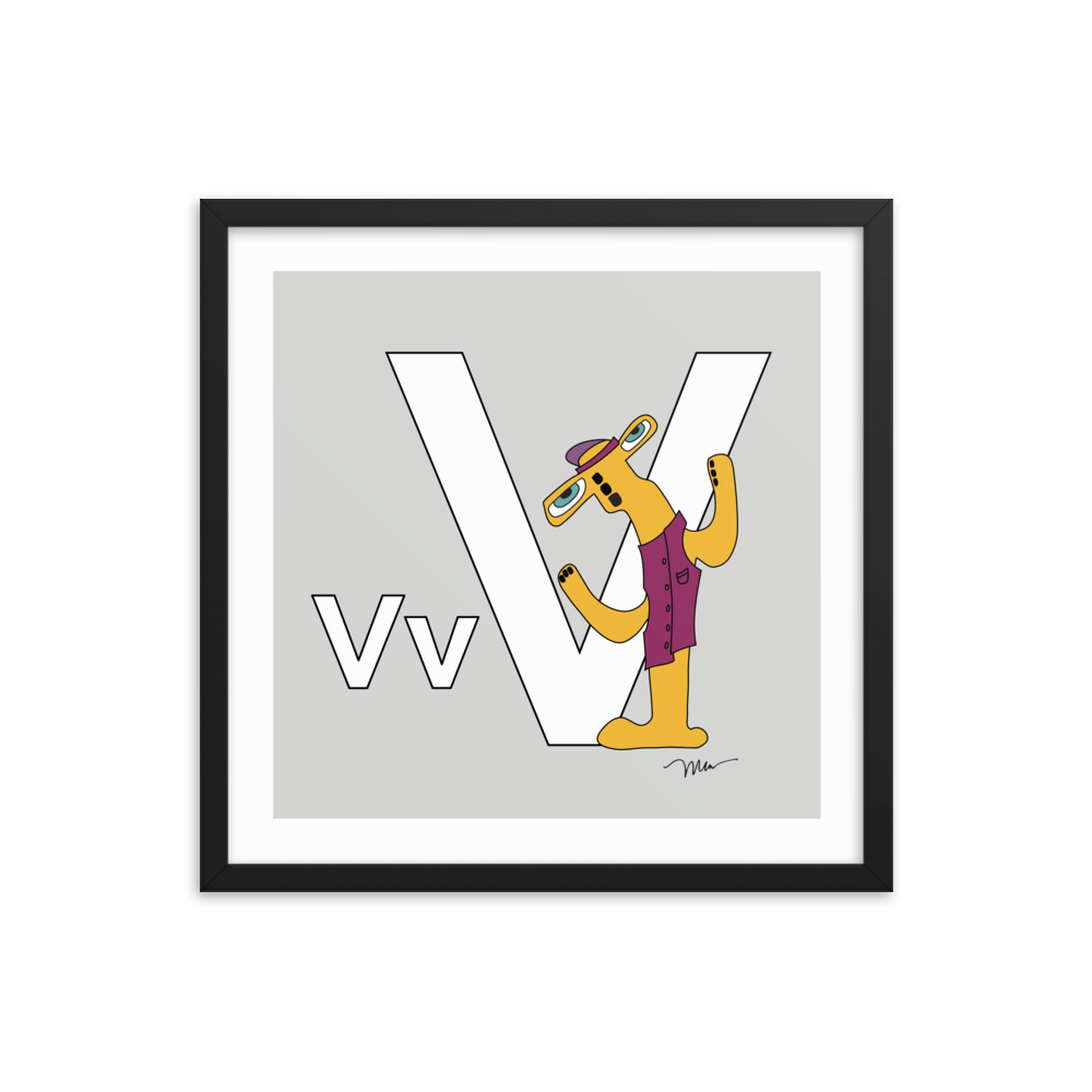 The MoMeMans® Nursery and Kid's Room Letter V Print by Monica Escobar Allen
