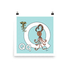 Letter Q Print. The MoMeMans® Nursery and Kid's Room Alphabet Wall Art by Monica Escobar Allen.