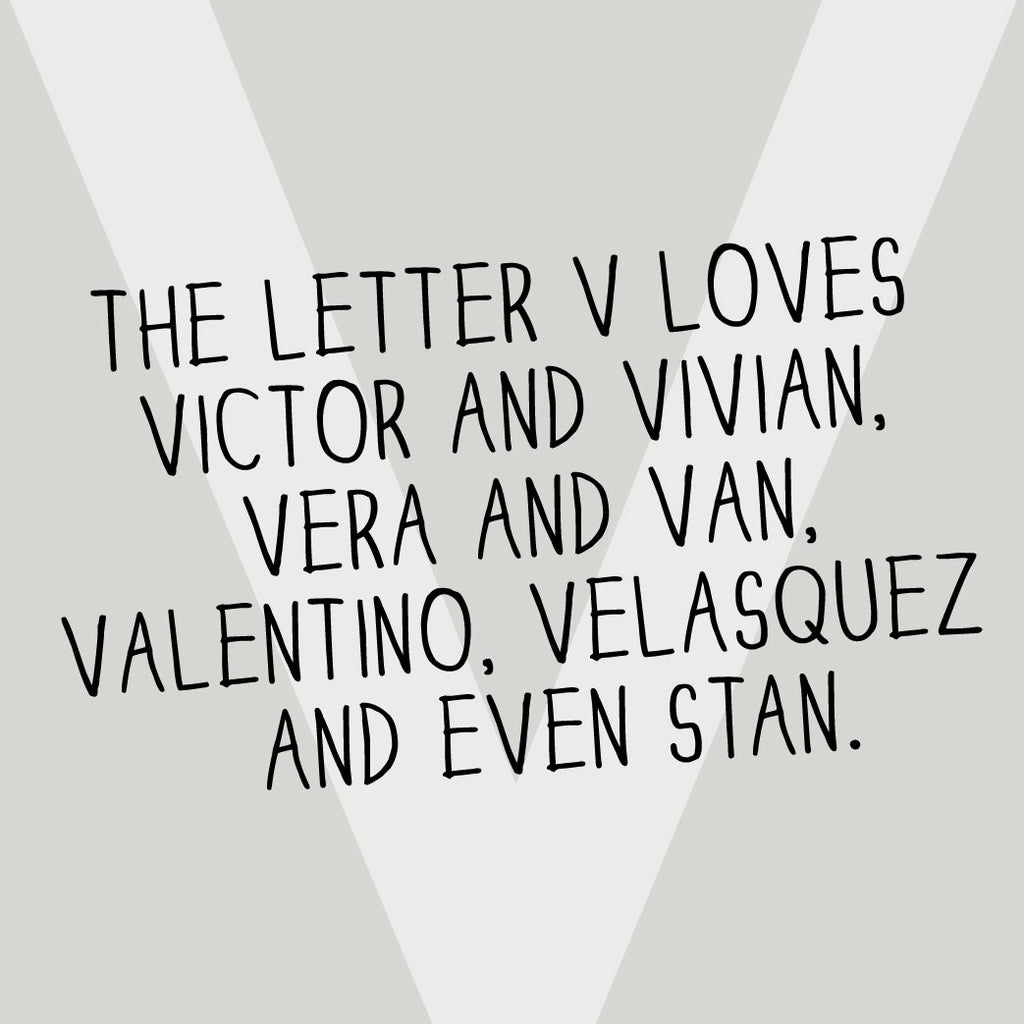 The MoMeMans® Nursery and Kid's Room Letter V Print by Monica Escobar AllenThe MoMeMans® Nursery and Kid's Room Letter V Print by Monica Escobar Allen