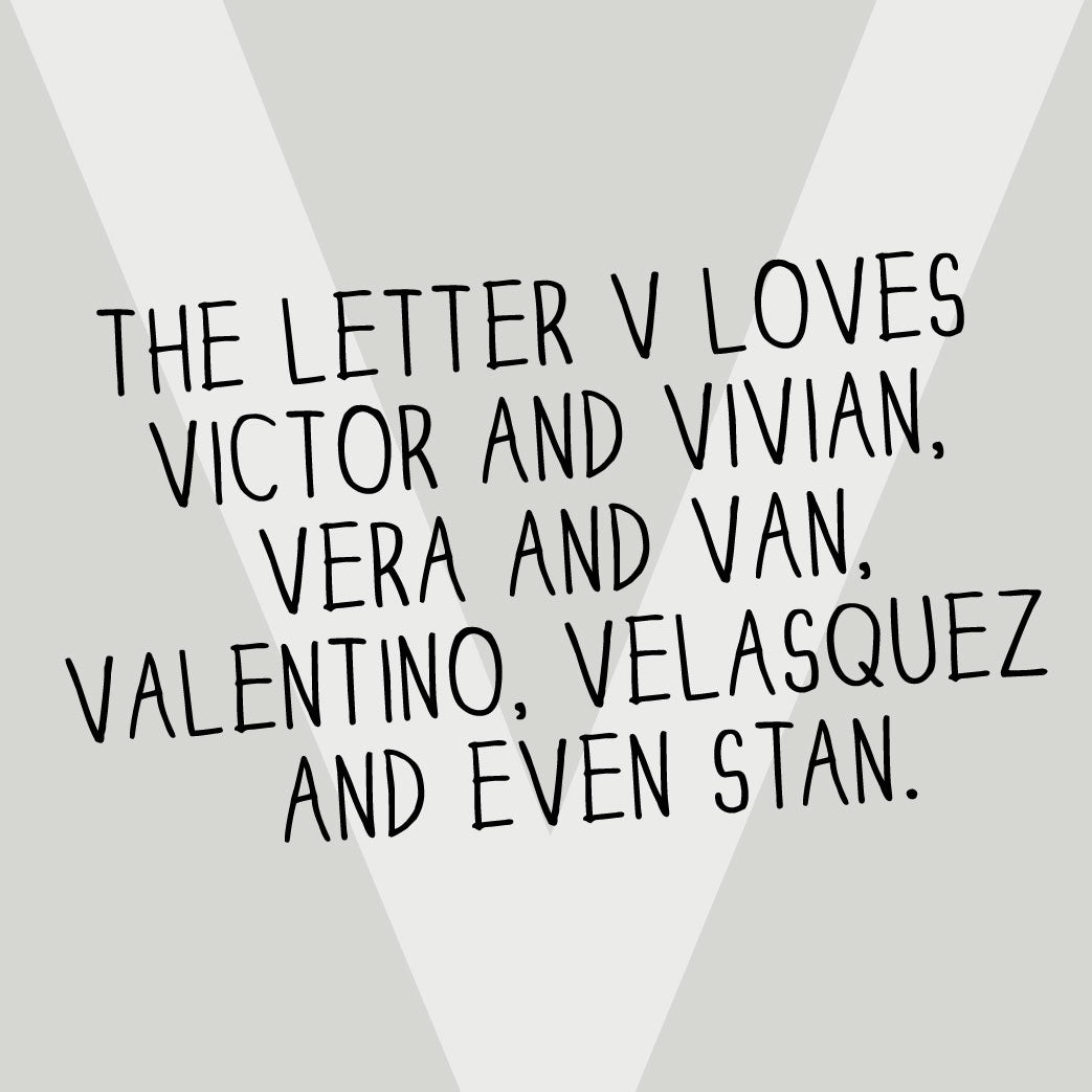 The MoMeMans® Nursery and Kid's Room Letter V Print by Monica Escobar AllenThe MoMeMans® Nursery and Kid's Room Letter V Print by Monica Escobar Allen