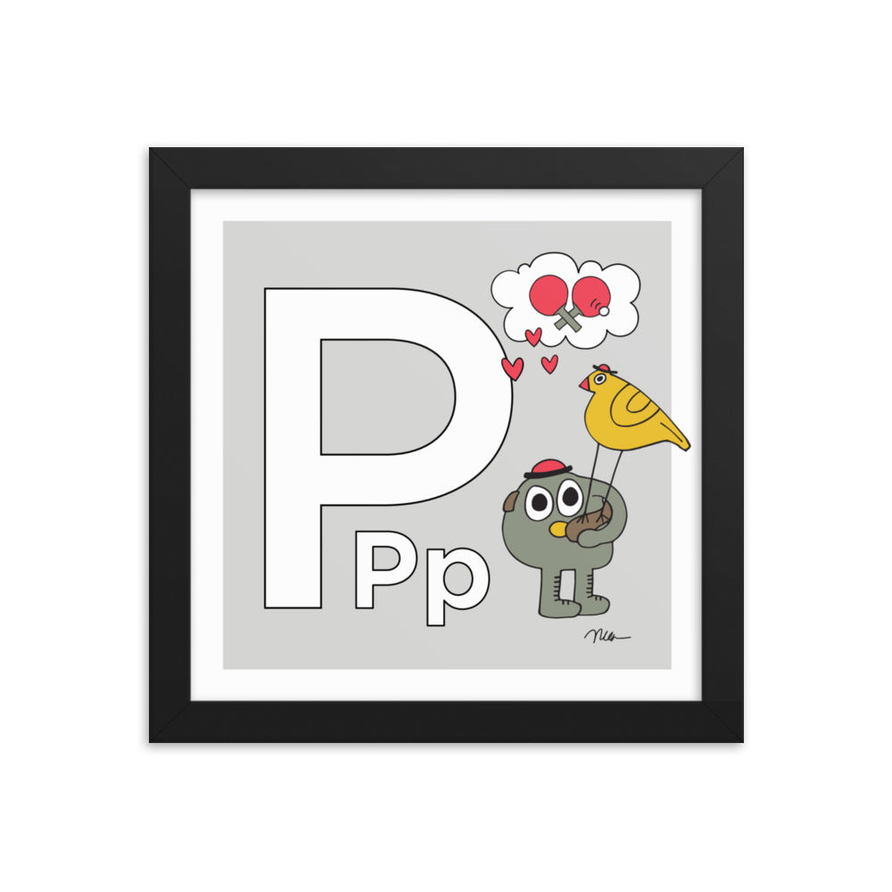 Letter P Print. The MoMeMans® Nursery and Kid's Room Alphabet Wall Art by Monica Escobar Allen.