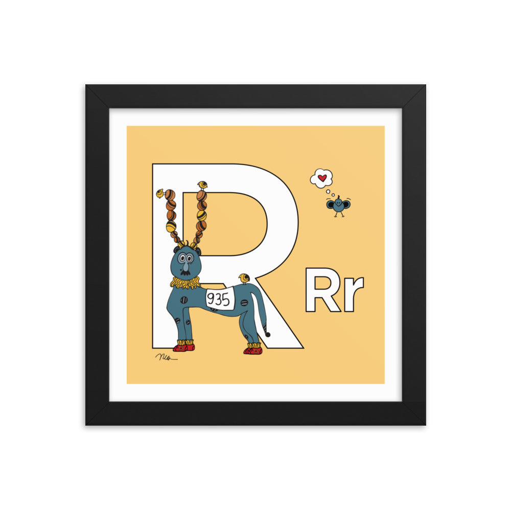 Letter R Print. The MoMeMans® Nursery and Kid's Room Alphabet Wall Art by Monica Escobar Allen.