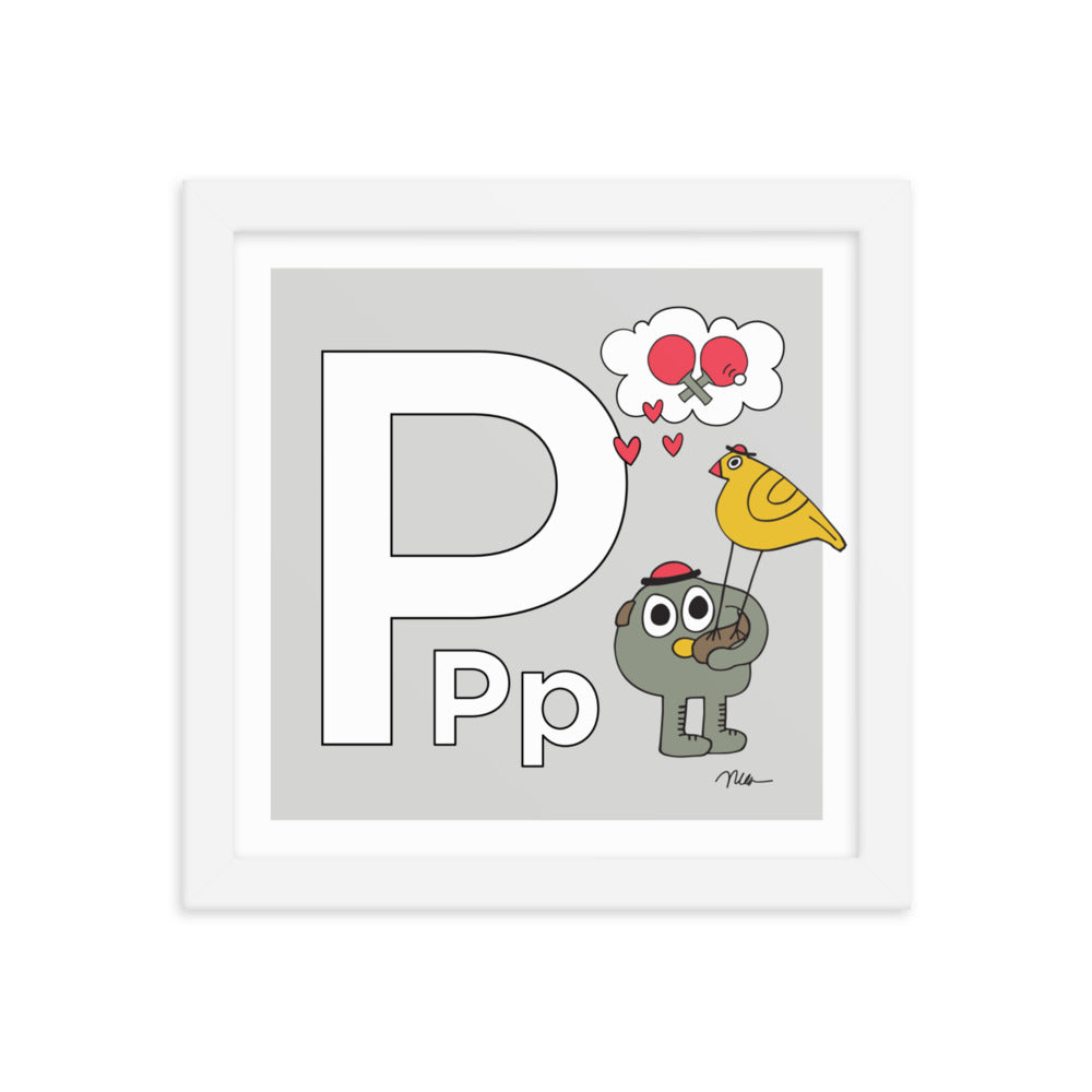 Letter P Print. The MoMeMans® Nursery and Kid's Room Alphabet Wall Art by Monica Escobar Allen.