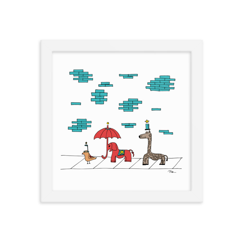 The MoMeMans® The Sidewalkers Print Framed by Monica Escobar Allen