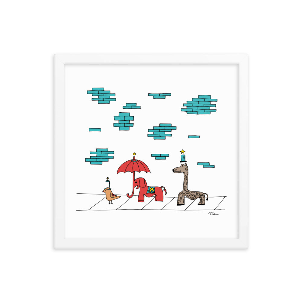 The MoMeMans® The Sidewalkers Print Framed by Monica Escobar Allen