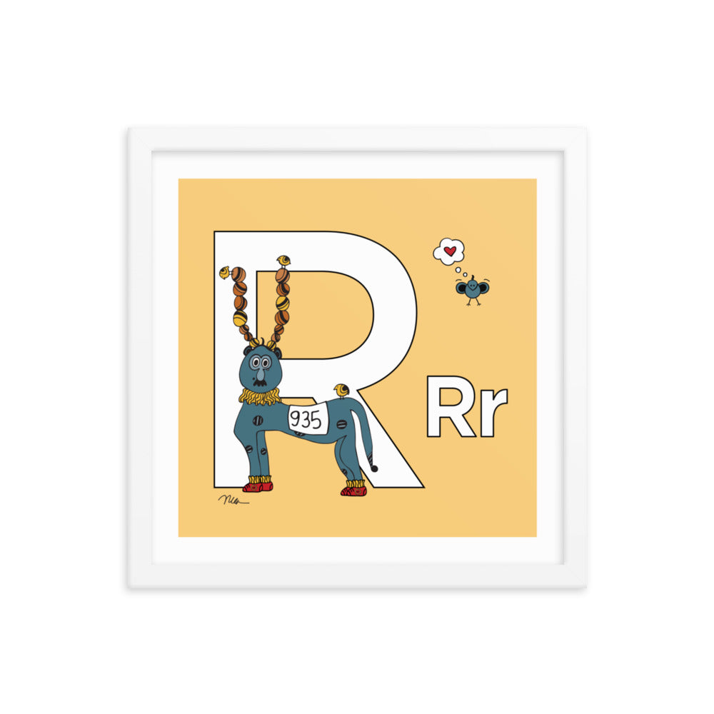 Letter R Print. The MoMeMans® Nursery and Kid's Room Alphabet Wall Art by Monica Escobar Allen.