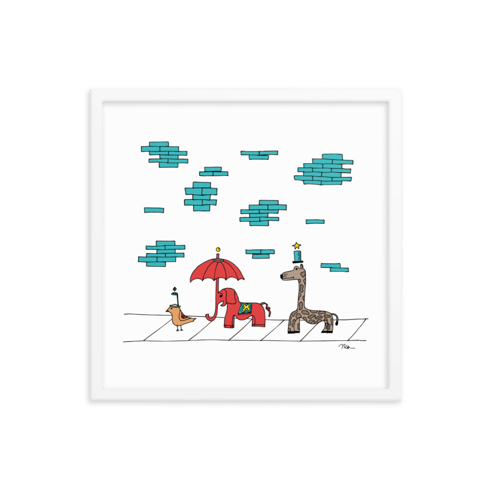 The MoMeMans® The Sidewalkers Print Framed by Monica Escobar Allen