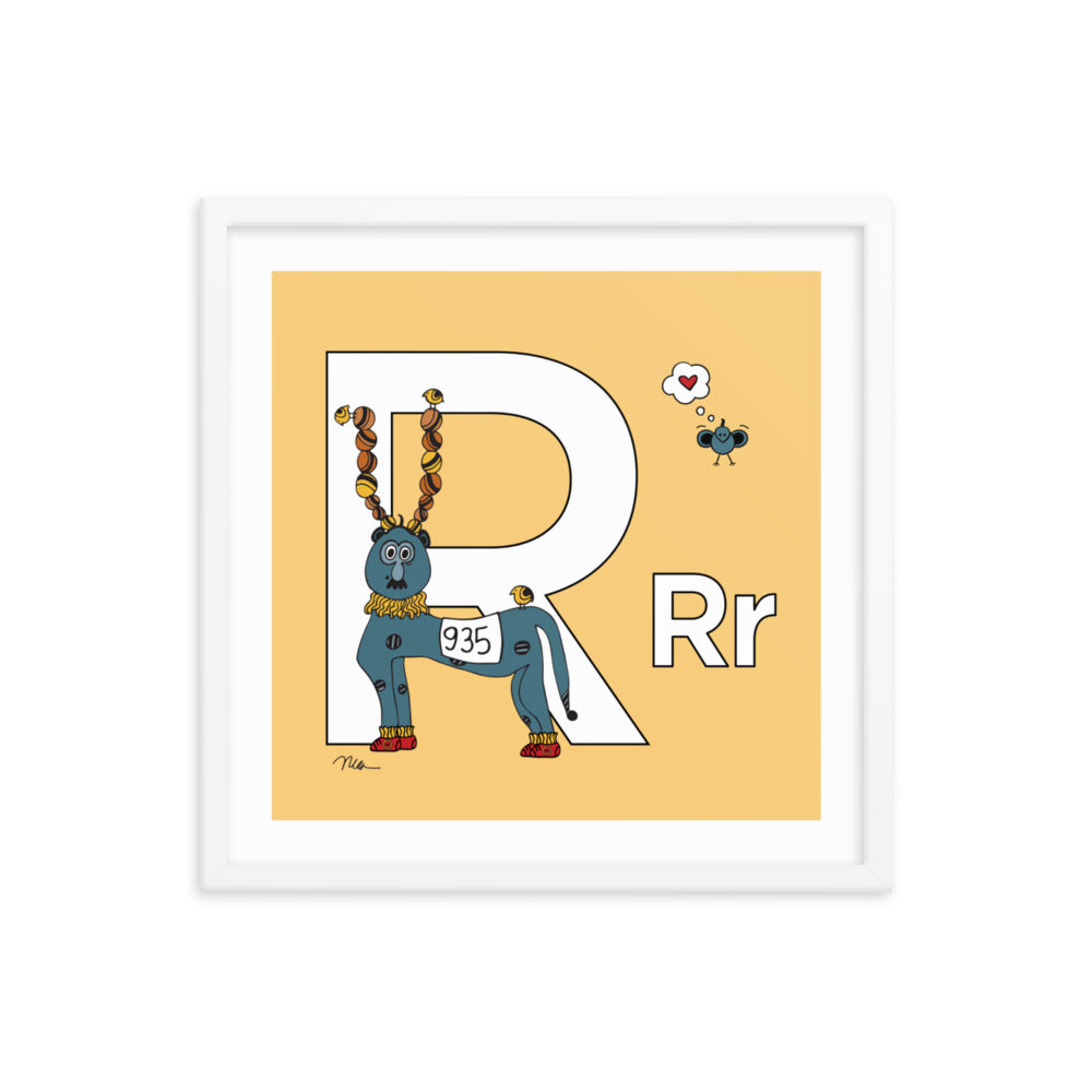 Letter R Print. The MoMeMans® Nursery and Kid's Room Alphabet Wall Art by Monica Escobar Allen.