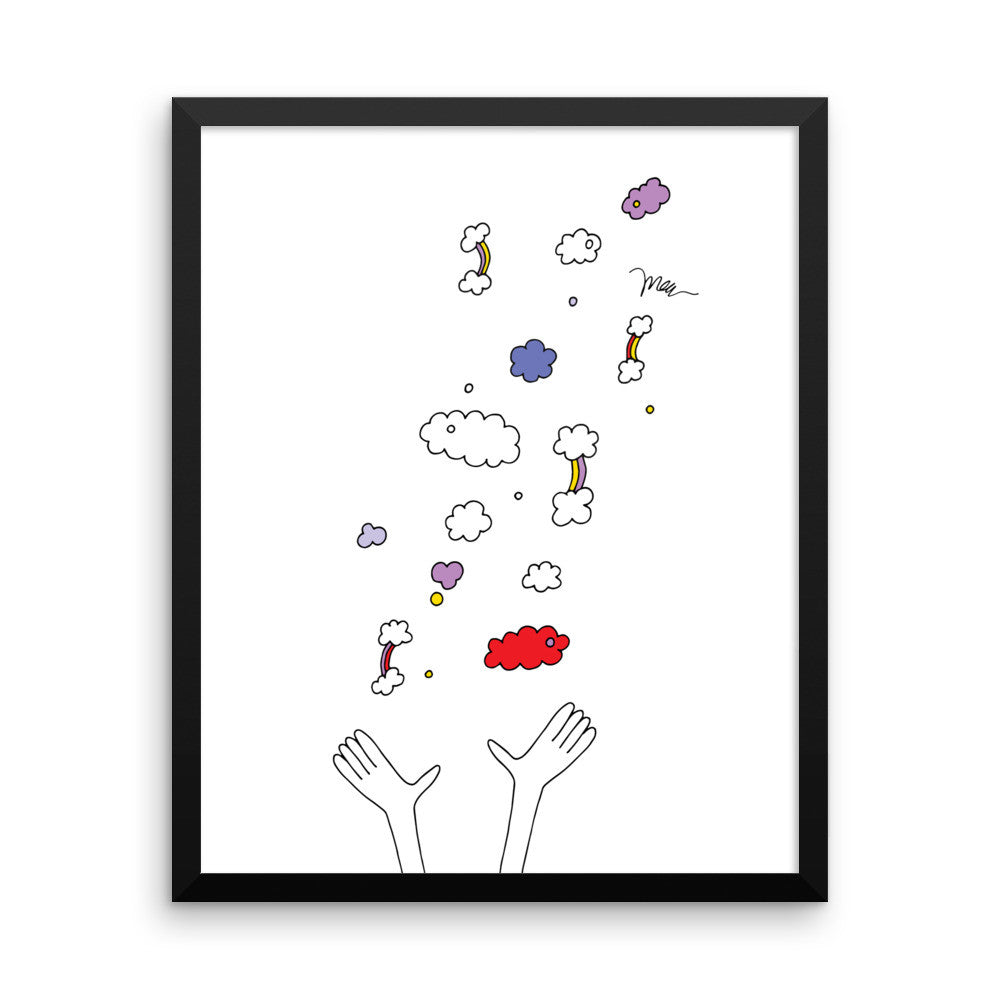 Hands Throwing Rainbows Print Framed from The MoMeMans™ by Monica Escobar Allen