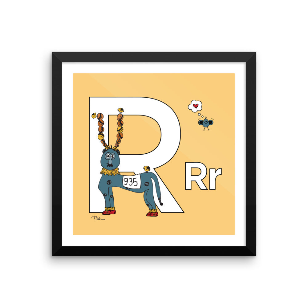 Letter R Print. The MoMeMans® Nursery and Kid's Room Alphabet Wall Art by Monica Escobar Allen.