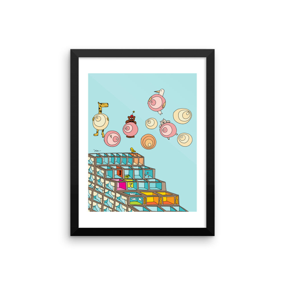 The Stairhouses Print from The MoMeMans by Monica Escobar Allen
